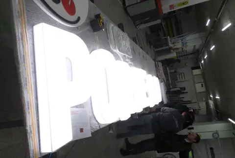 Illuminated channel letters in production
