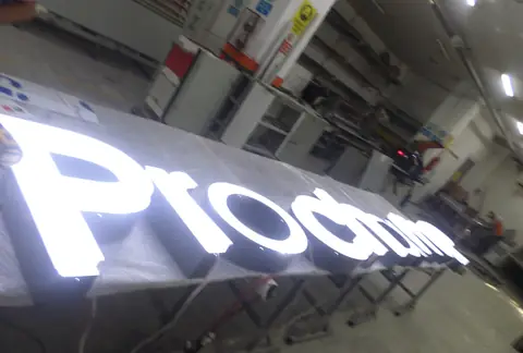 Illuminated channel letters in production