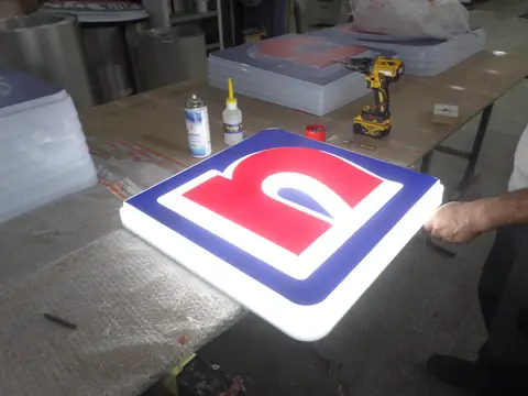 Illuminated channel letters in production