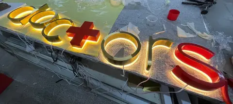 Illuminated channel letters in production