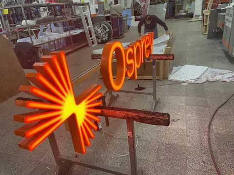 Illuminated channel letters in production