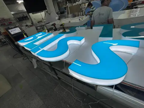 Illuminated channel letters in production