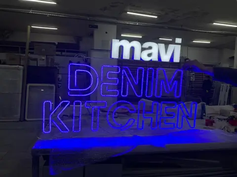 Illuminated channel letters in production